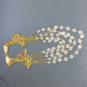 Vintage Goldette NY Necklace Gold Tone Clear Austrian Crystal